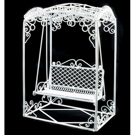 White Wire Rocking Chair Bench Seat Dollhouse Furniture