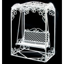 White Wire Metal Rocking Chair Bench Seat 1:12 Scale Dollhouse Furniture