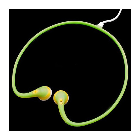 Green 3.5mm Earbuds Sports Behind The Neck Headphones