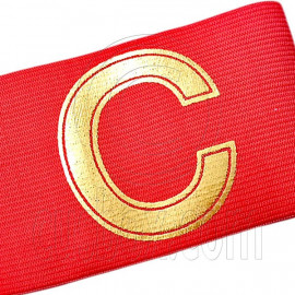 Football Games Gear Adjustable Golden C Captain Armband (RED)