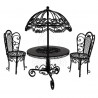Set Black Wire Garden Umbrella Table Chair 1:12 Doll's House Dollhouse Furniture