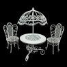 Set White Wire Garden Umbrella Table Chair 1:12 Doll's House Dollhouse Furniture