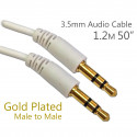 3.5mm White Extension Stereo Audio Long Cable Aux Auxiliary Male to M 1.2m 4 Ft