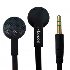 Black 3.5mm Earphone Headphone Earbud Headset Flat Tangle Free Cable Y-Cord