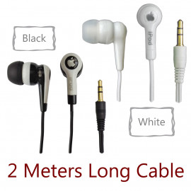 3.5mm 2m 2 Meters Long Cable In-Ear Earbud Headphones Earphones for iPod