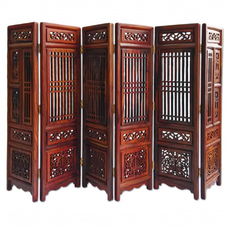 Rosewood Wood Chinese Style Folding Screen Divider 1:6 Scale Dollhouse Furniture