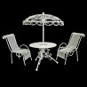 Set White Metal Outdoor Umbrella Table Chair 1:12 Doll's House Dollhouse Furniture