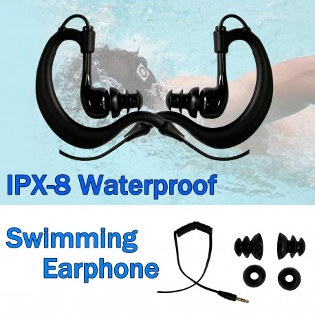 IPX-8 Waterproof 3.5mm Hook Swimming Headphones Earphones Earbuds MP3 for iPod