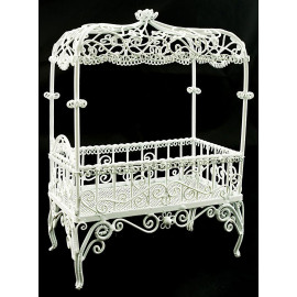 White Victorian Wire Bedroom Bed Dollhouse Furniture