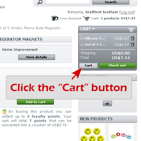 Step 1. Click the "Cart" button